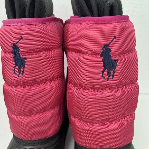 POLO RALPH LAUREN VANCOUVER BIG PONY EZ SNOW BOOTS RASPBERRY/BLACK KIDS SIZE 4❄️ - Picture 3 of 13